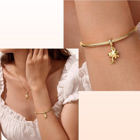 Peanuts Snoopy Sterling Silver Pendant Dangle Charm for Women Valentine - Picture 5 of 5